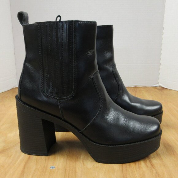 House of Harlow 1960 Shoes - HOUSE OF HARLOW 1960 Hawthorne Black Leather Ankle Boot Size 9 Platform Bootie